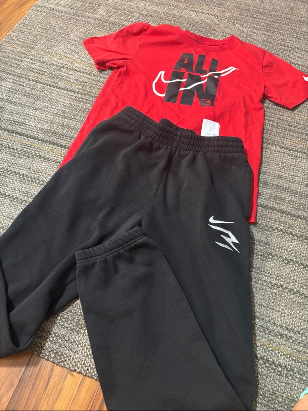 Nike Black Kids Joggers with White Swoosh Detail